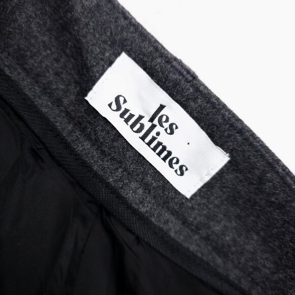 NWT LES SUBLIMES Gray Pleated VIC Flannel Pants Palazzo Wide Leg Size 44 - Picture 7 of 9